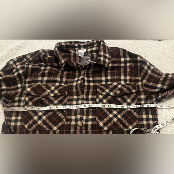 Rue21 Women’s Brown/Cream Button Down Plaid Shirt Front Pockets size XL NWT - Picture 6 of 12